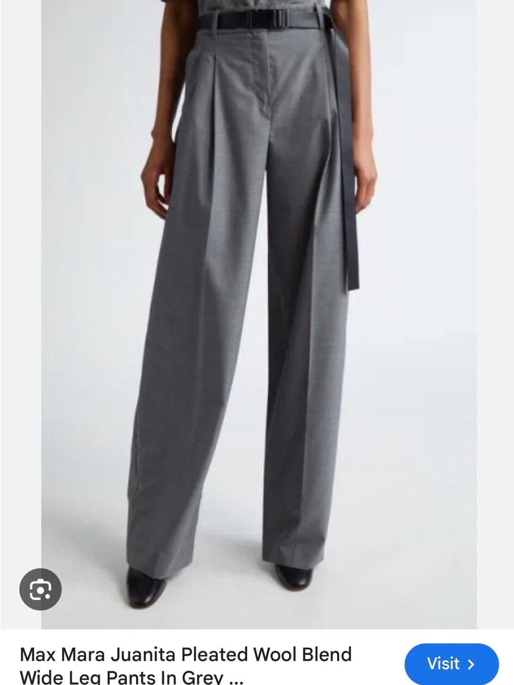Weekend Max Mara Grey Virgin Wool Pleated Wide Leg Trousers US 8 - Picture 12 of 12